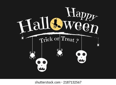 Halloween text banner on black background. Vector illustration.