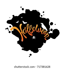 Halloween Text With Blot, Vector Illustration