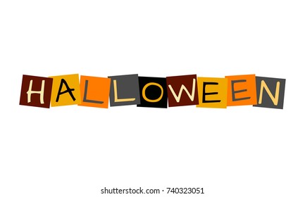 halloween, text in colorful rotated squares