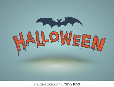 Halloween text drawn with bat. Vector illustration for Halloween card and poster.