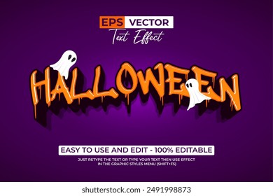 Halloween Text Effect Orange Color Style.