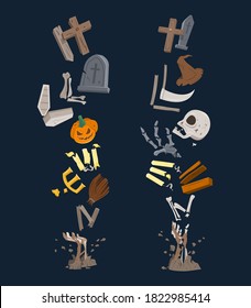 Halloween Text is Formed from Scattered Element of Halloween.
