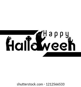 Halloween text with hand from underground spooky template for your banner greeting card invitation or else