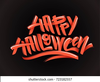 Halloween text. Happy Halloween modern brush calligraphy.  Vector illustration