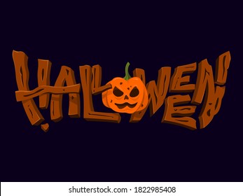 Halloween Text with the Jack O'lantern in Horror Style.