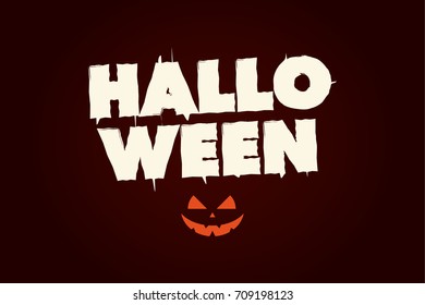 Halloween text logo with pumpkin. Editable vector design.