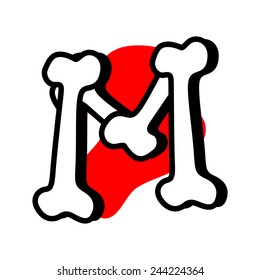Halloween Text M Made from Bones