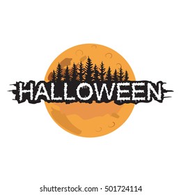 Halloween text on the moon background. Vector illustration.