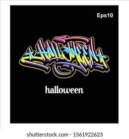 halloween text, original hand lettering graffiti tagging vector eps10