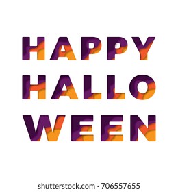 halloween text with paper cut layers 3d effect background