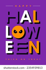 Halloween text poster with pumpkin icon instead of letter o.