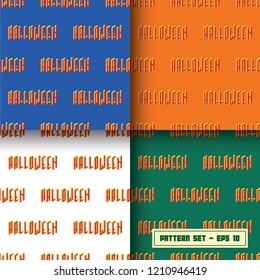 Halloween text seamless pattern isolated on colorful background, vector illustration, eps 10
