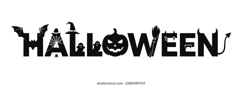 Vetor de design de tipografia de texto de Halloween