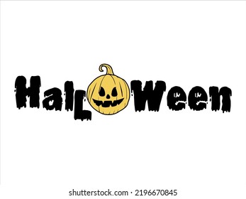 Halloween text vector. Hand lettering vector with halloween word on white background. Typography used print for posters, stickers, cards, t-shirt, bag or mug.