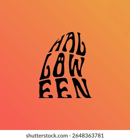 Texto de Halloween escrito em silhueta de fantasma. Feriado de 31 de outubro. Ilustração vetorial plana para cartões e cartazes.
