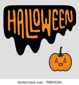 halloween text.jack lantern.vector.illustration.