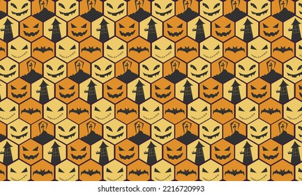 Halloween texture vector background illustration with orange pumpkin face.Perfect for all kinds of designs for Halloween needs, Halloween banners,and other