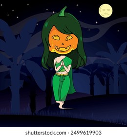 Halloween Thai Ghost (Ta-Nee) Pumpkin Head