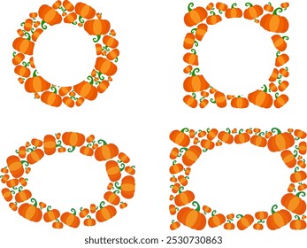 Halloween Thanksgiving pumpkin frames set collection vector oval circle round elements design. Decorative frame template
