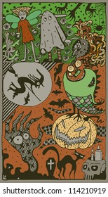 Halloween Thematic Comics (hand drawn vector)