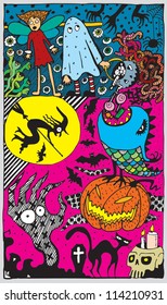 Halloween Thematic Comics (hand drawn vector)