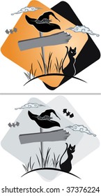 Halloween theme abstract compositions in color and gray-scale versions