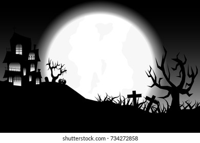 halloween theme in back and white color background.vector and illustration