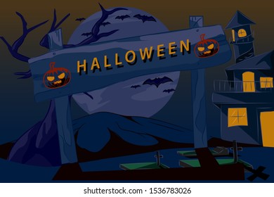 Halloween theme background banners. Vector background illustration, full color. eps 10