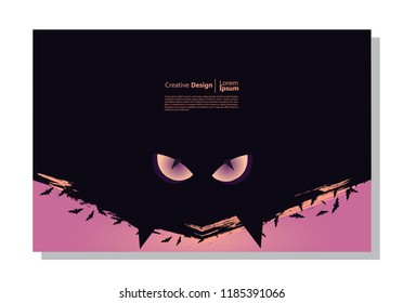 halloween theme background. cat's eyes and bat elements. paint design. purple. abstract vector is suitable for templates, borders, decorations, web, banners, covers, landing pages and greeting cards.