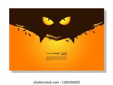 halloween theme background. cat's eyes and bat elements. paint design. purple. abstract vector is suitable for templates, borders, decorations, web, banners, covers, landing pages and greeting cards.