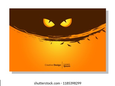 halloween theme background. cat's eyes and bat elements. paint design. orange. abstract vector is suitable for templates, borders, decorations, web, banners, covers, landing pages and greeting cards.