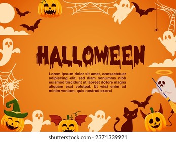 Halloween theme background equipped with illustrations of pumpkins and skulls