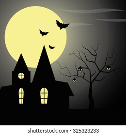 Halloween theme background with full moon