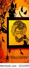 Halloween Theme, Background For Mobile Phones.Vector Image.