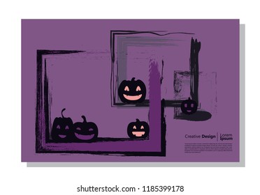 halloween theme background. pumpkin. paint design. abstract vector is suitable for templates, borders, decorations, web, banners, covers, landing pages and greeting cards.