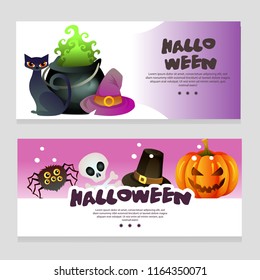 halloween theme banner with magic pot