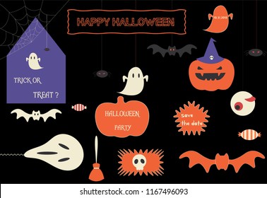 Halloween theme banner with trandy icons