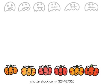 halloween theme border consists of pumpkins and ghosts