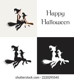 Halloween theme, cartoon witch, vector artwork