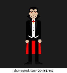 A Halloween theme character, Vampire a.k.a Dracula. Editable vector flat design. Suitable for motion asset and avatar.