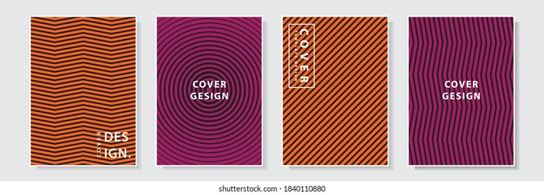 halloween theme cover template design with striped style set collection background vector