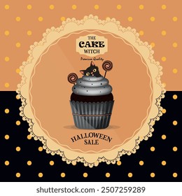 Halloween theme cupcakes bakery sale flyer 