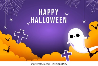 Halloween theme with cute ghost vector