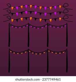 Halloween theme decoration items illustration vector.