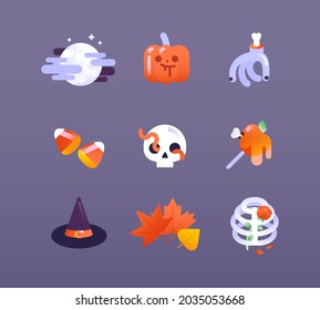Halloween theme icons, autumn mood illustrations, supernatural collection