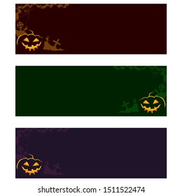 Halloween theme invitation card vector set of 3