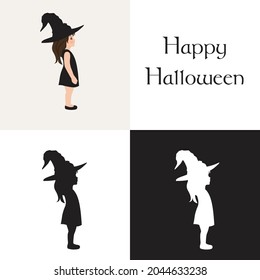 Tema de Halloween, bruja pequeña, arte vectorial