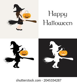 Halloween theme, little witch, vector artwork