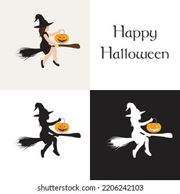Halloween theme, little witch, vector artwork