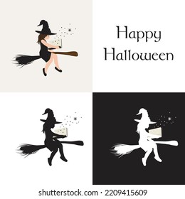 Halloween theme, little witch, vector artwork